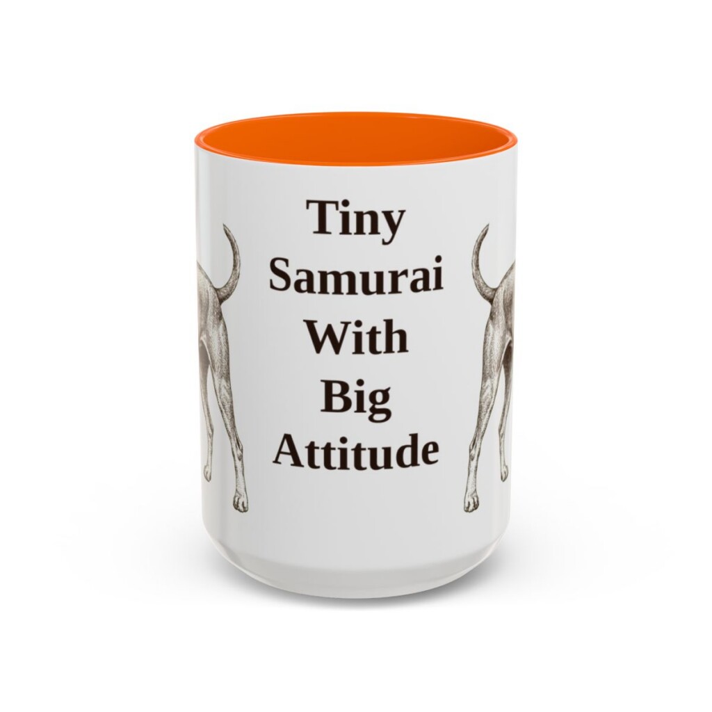 15oz-japanese-terrier-mug-humor-orange 15oz Funny Japanese Terrier Mug, Orange, front view