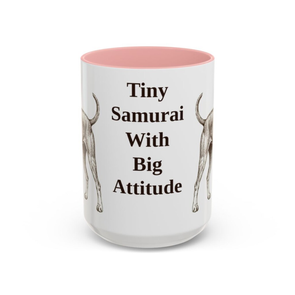 15oz-japanese-terrier-mug-humor-pink 15oz Funny Japanese Terrier Mug, Pink, front view