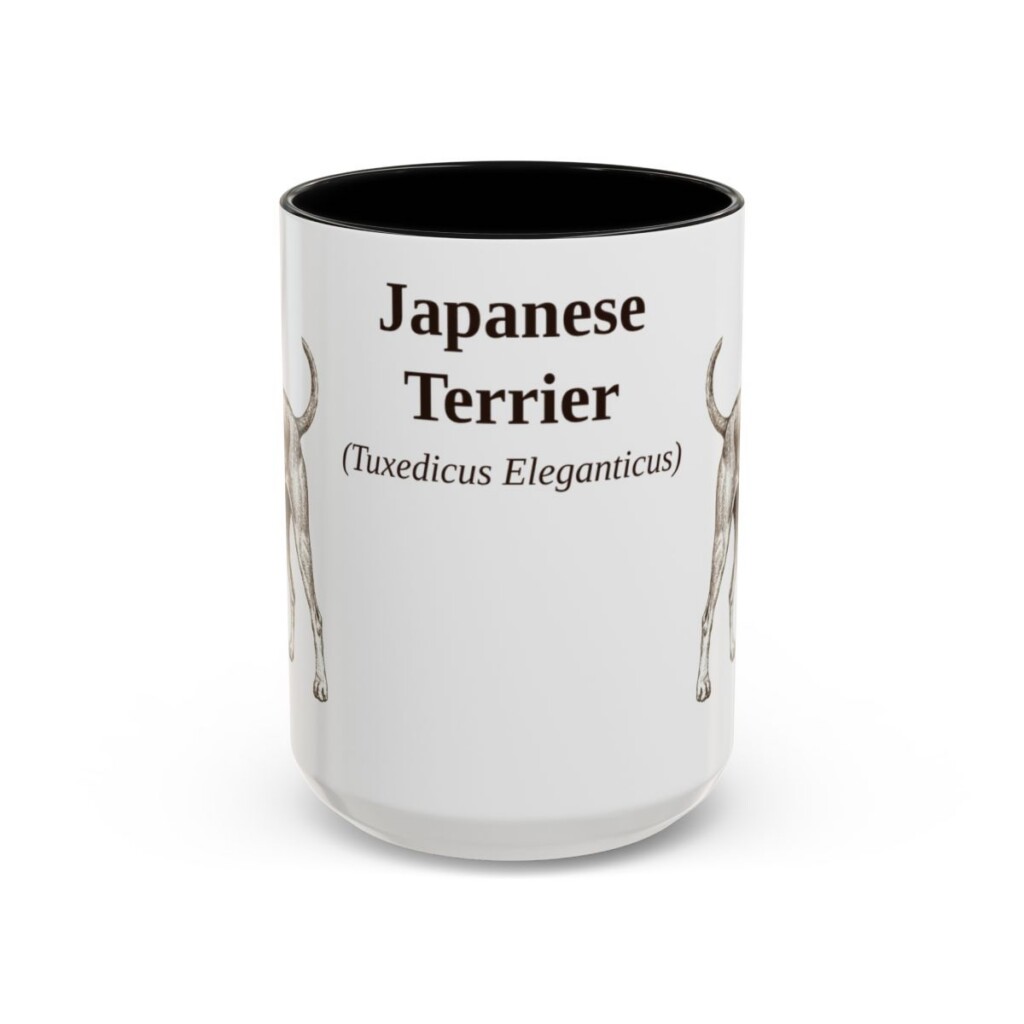 15oz Japanese Terrier Latin Mug, Black, front view