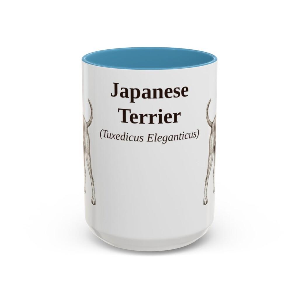 15oz Japanese Terrier Latin Mug, Light Blue, front view