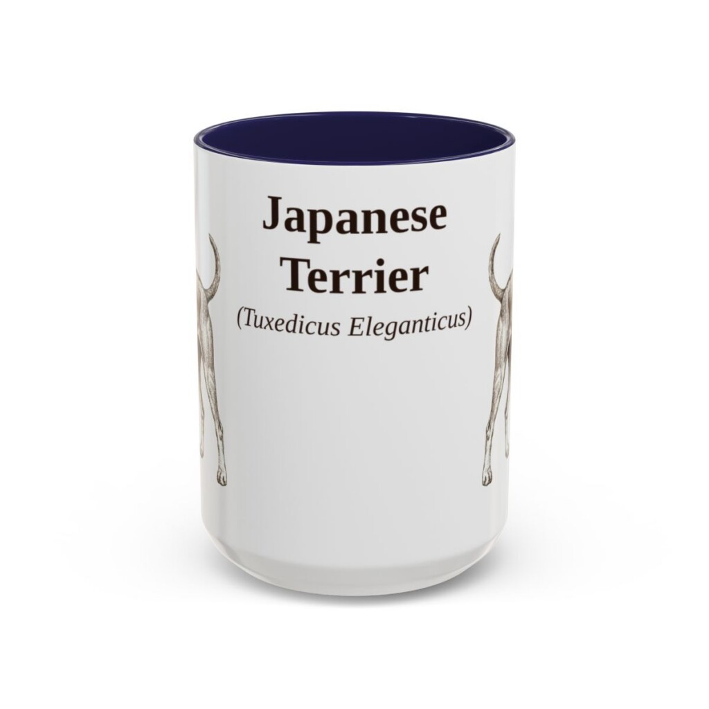 15oz Japanese Terrier Latin Mug, Navy, front view