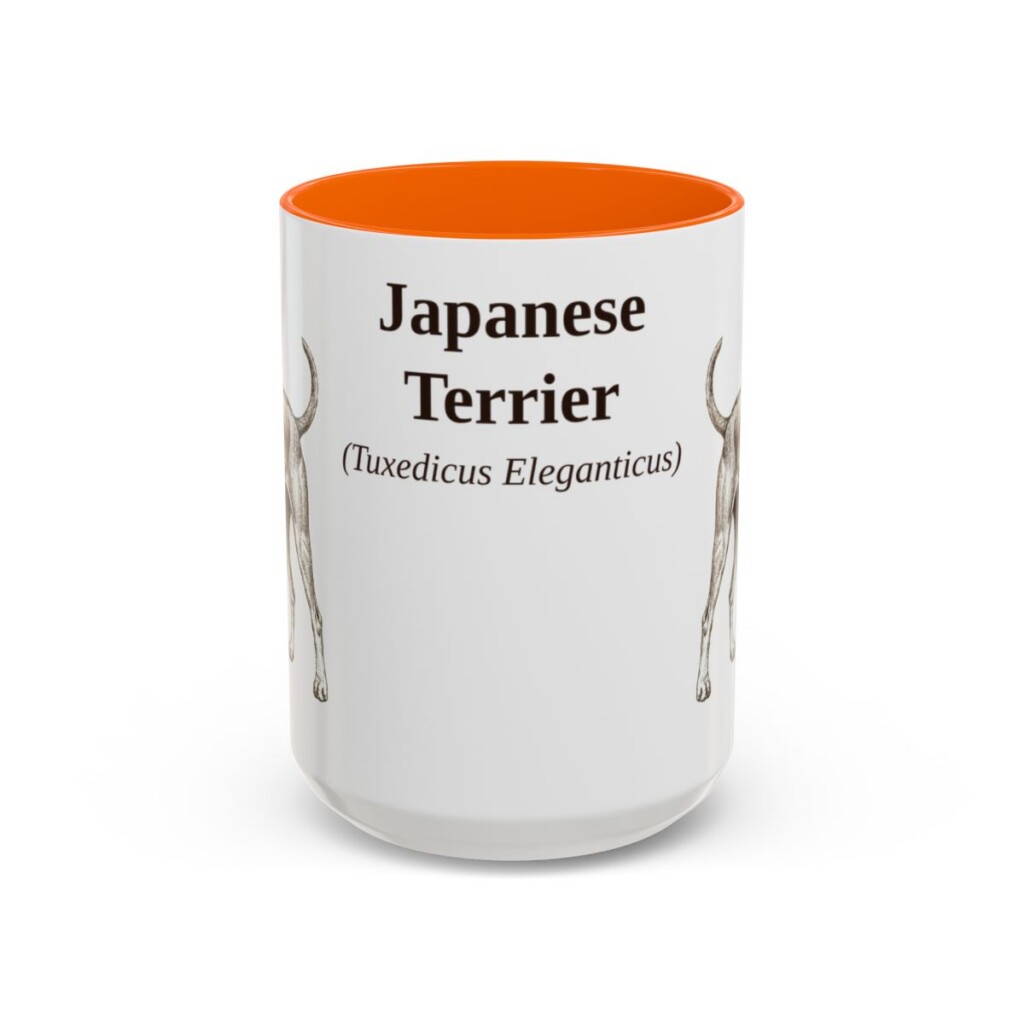 15oz Japanese Terrier Latin Mug, Orange, front view