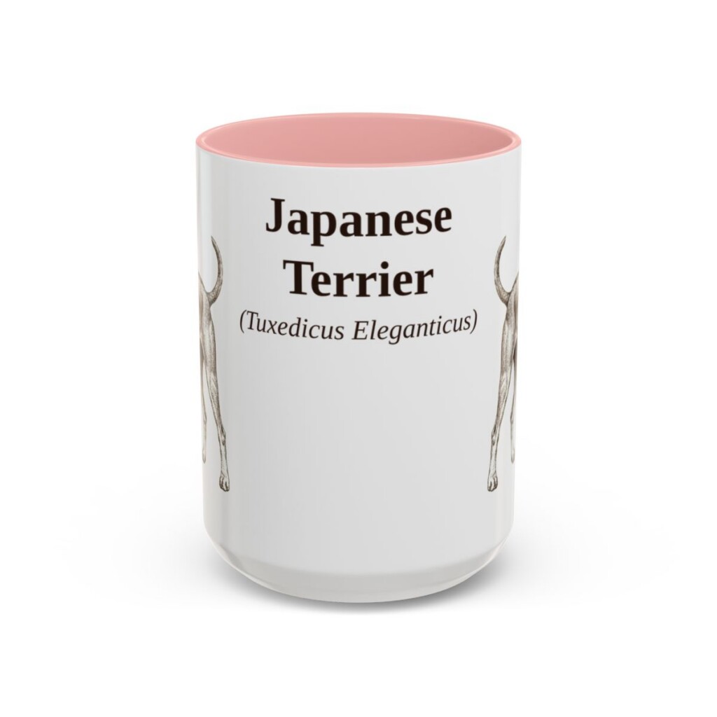 15oz Japanese Terrier Latin Mug, Pink, front view