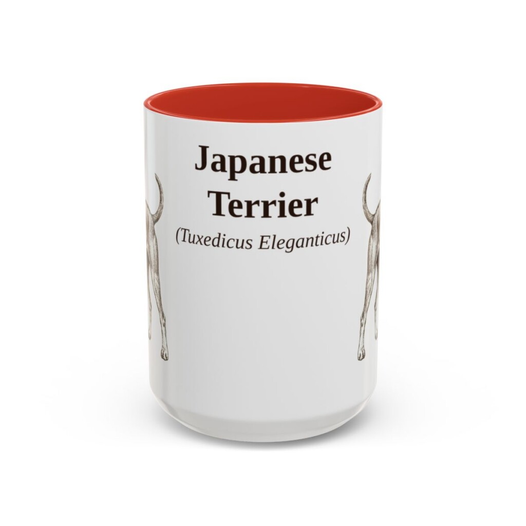 15oz Japanese Terrier Latin Mug, Red, front view
