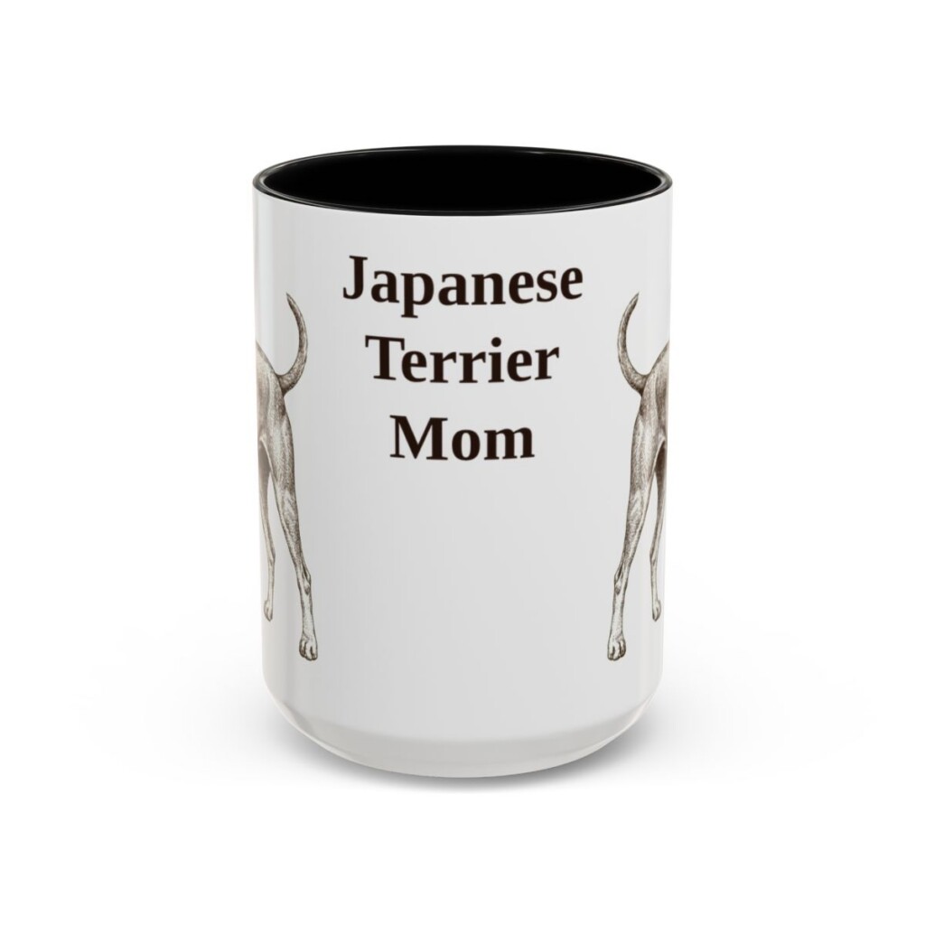 15oz Japanese Terrier Dog Mom Mug, Black, front view