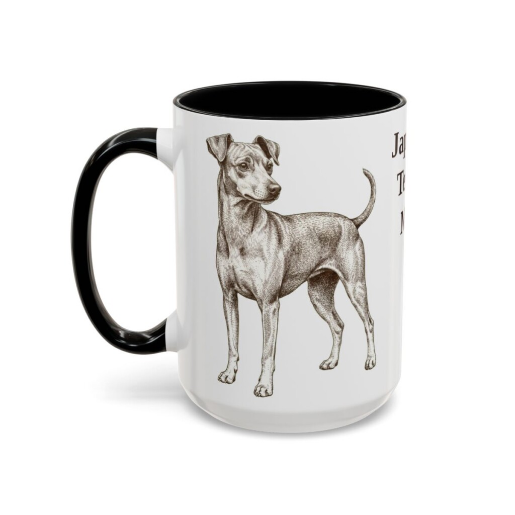 15oz Japanese Terrier Dog Mom Mug, Black, left side view