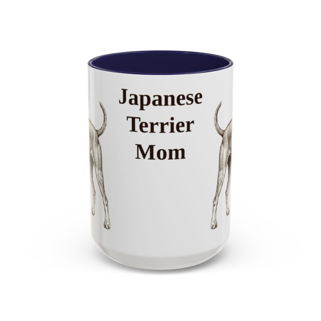 15oz Japanese Terrier Dog Mom Mug, Navy, front view