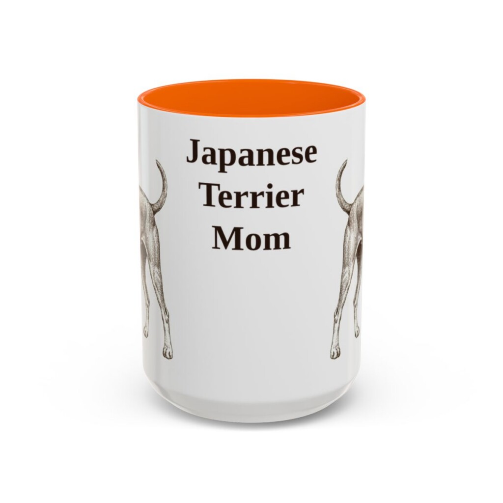 15oz Japanese Terrier Dog Mom Mug, Orange, front view