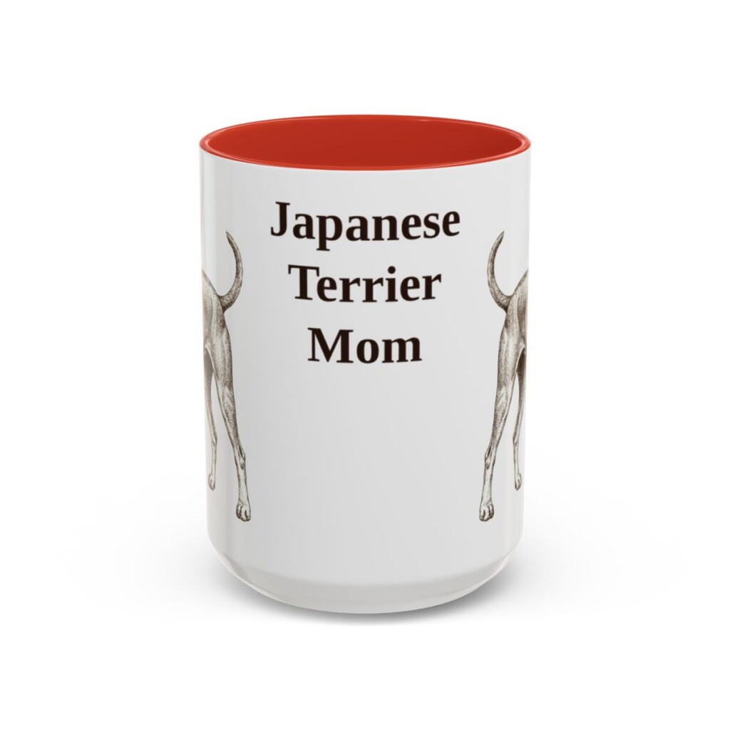 15oz Japanese Terrier Dog Mom Mug, Red, front view
