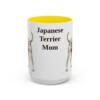 15oz Japanese Terrier Dog Mom Mug, Yellow, front view