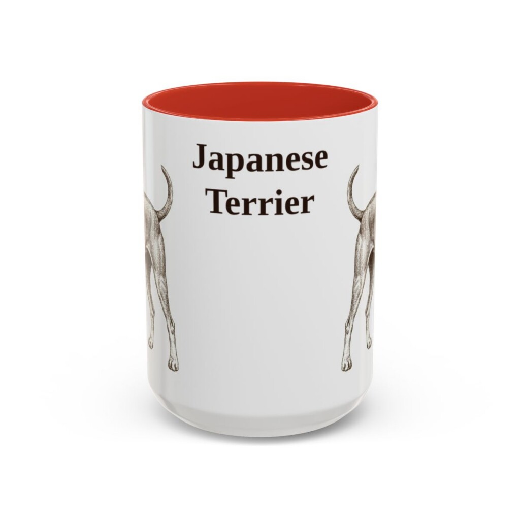 15oz Japanese Terrier Mug, Red, front view