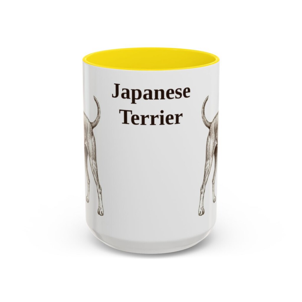 15oz Japanese Terrier Mug, Yellow, front view