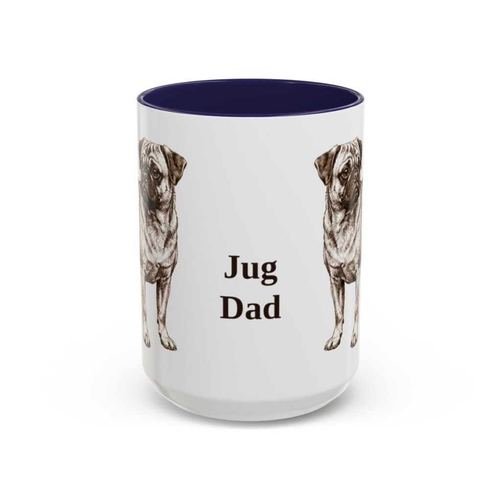 15oz Jug Dog Dad Mug, Navy, front view