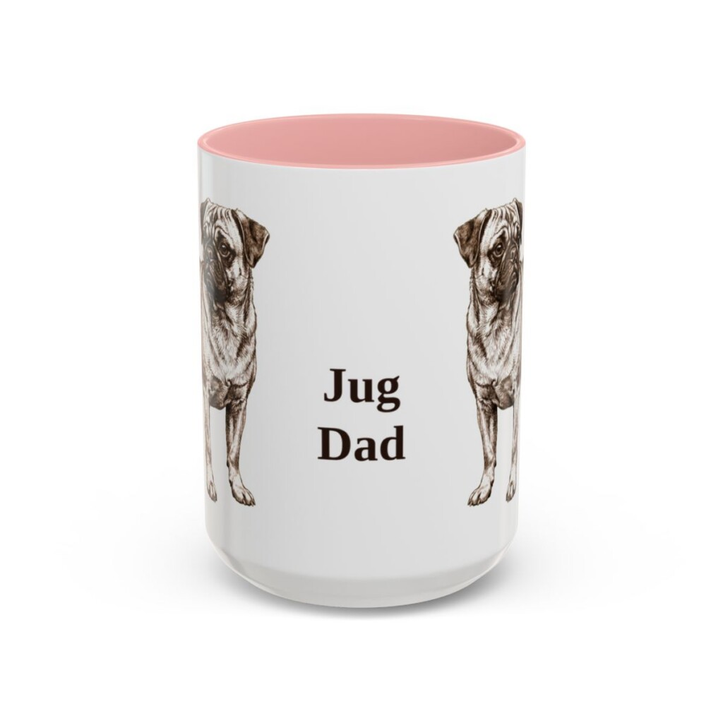 15oz Jug Dog Dad Mug, Pink, front view
