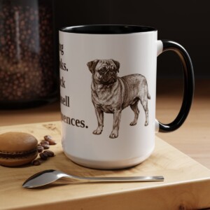 15oz Funny Jug Mug, Black, lifestyle photo