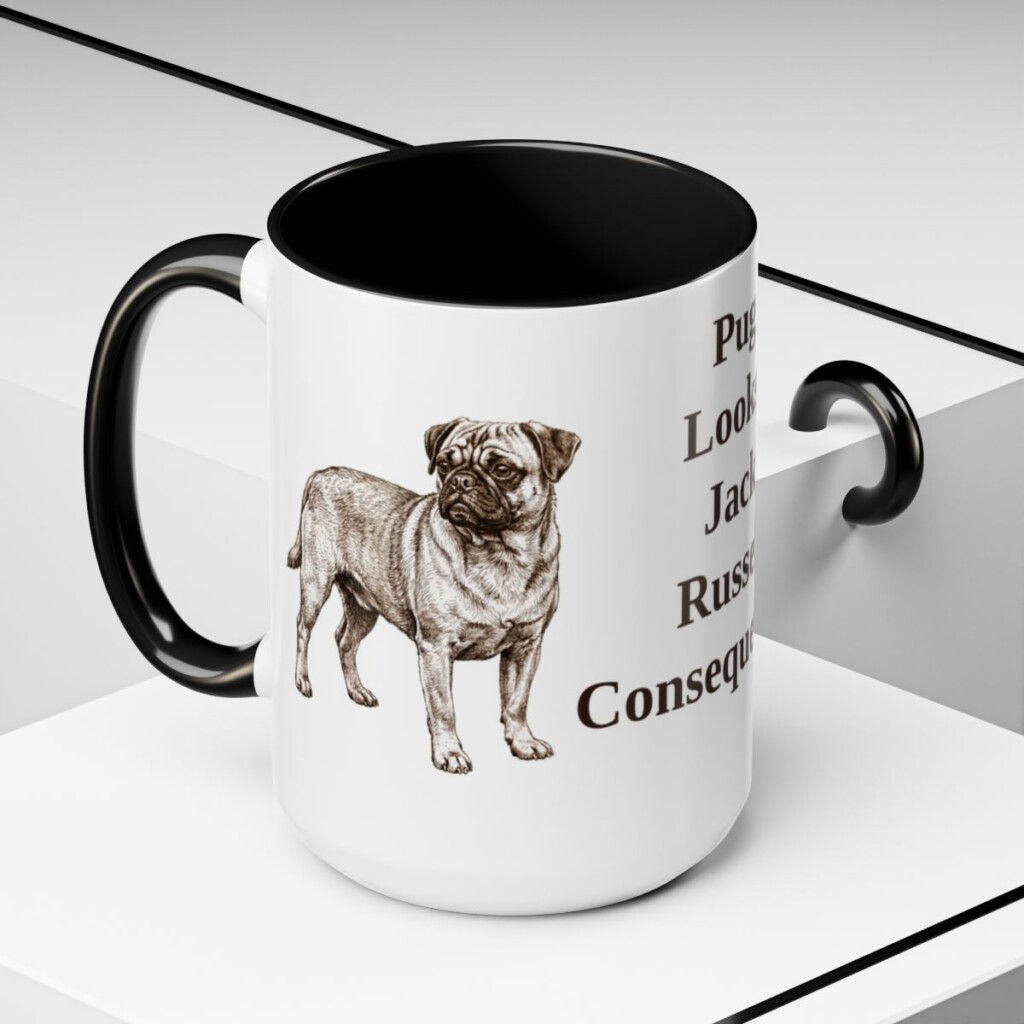 15oz Funny Jug Mug, Black, lifestyle photo