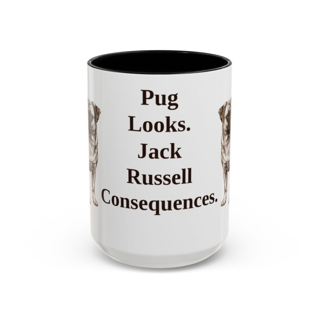 15oz Funny Jug Mug, Black, front view