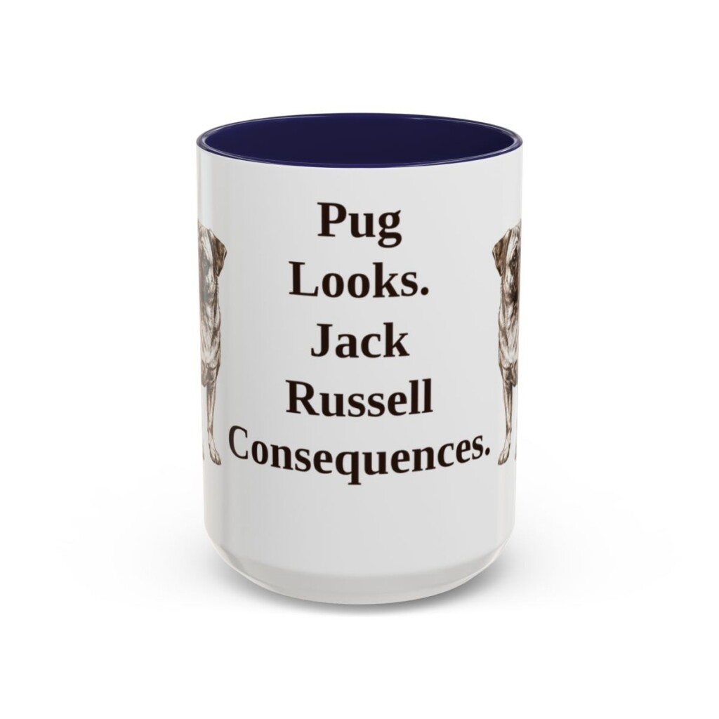 15oz Funny Jug Mug, Navy, front view