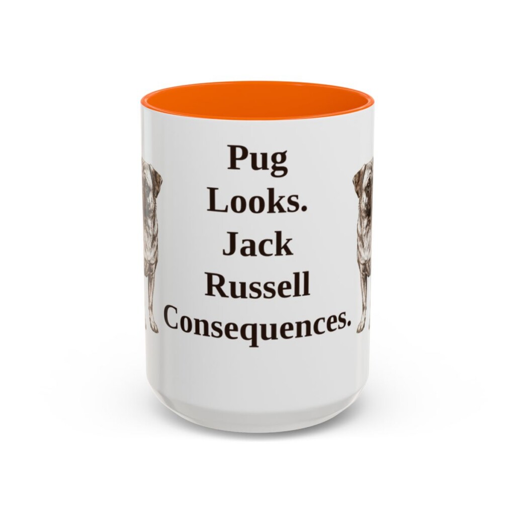 15oz Funny Jug Mug, Orange, front view