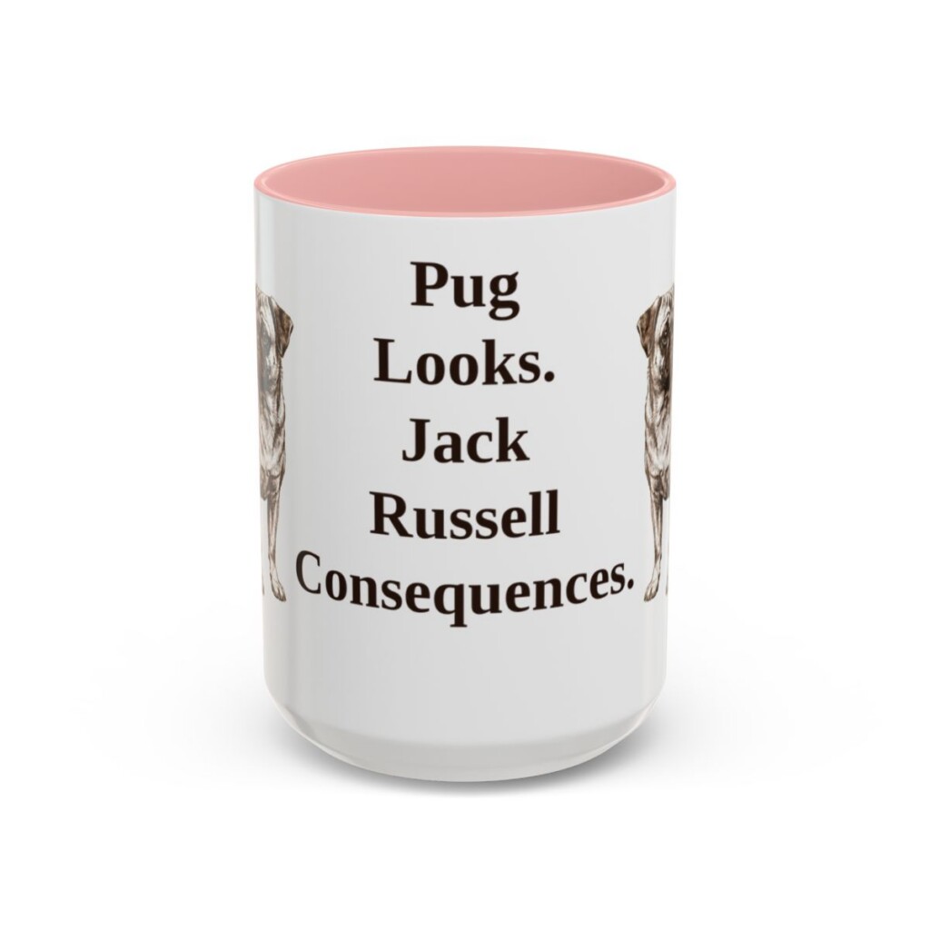 15oz Funny Jug Mug, Pink, front view
