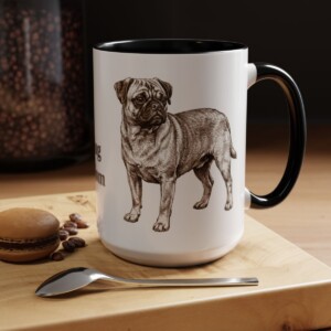 15oz Jug Dog Mom Mug, Black, lifestyle photo