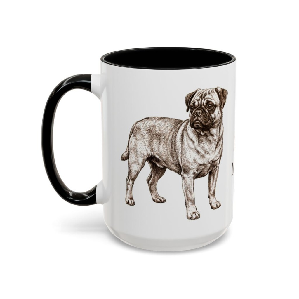 15oz Jug Dog Mom Mug, Black, left side view