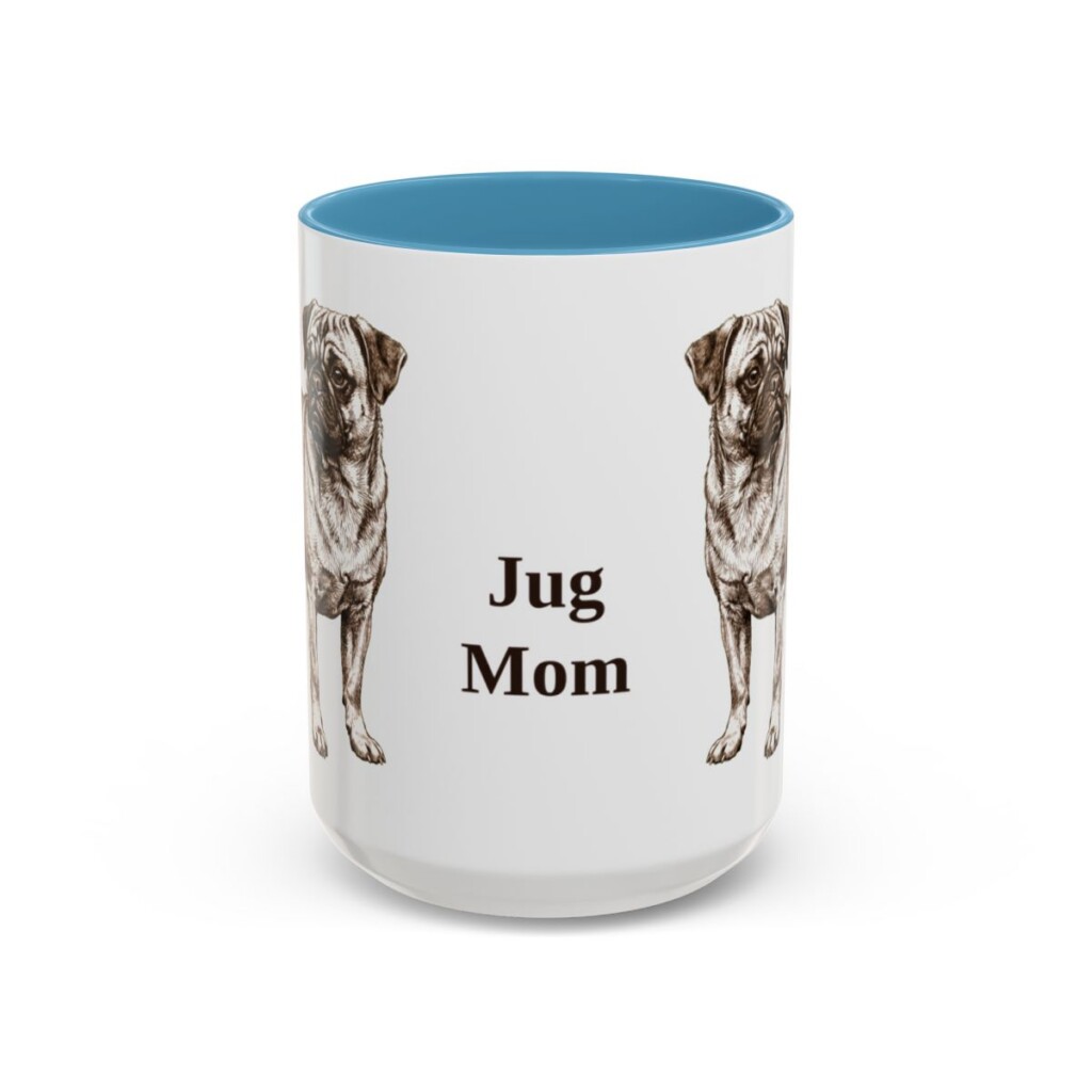 15oz Jug Dog Mom Mug, Light Blue, front view