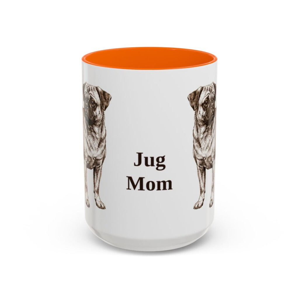 15oz Jug Dog Mom Mug, Orange, front view