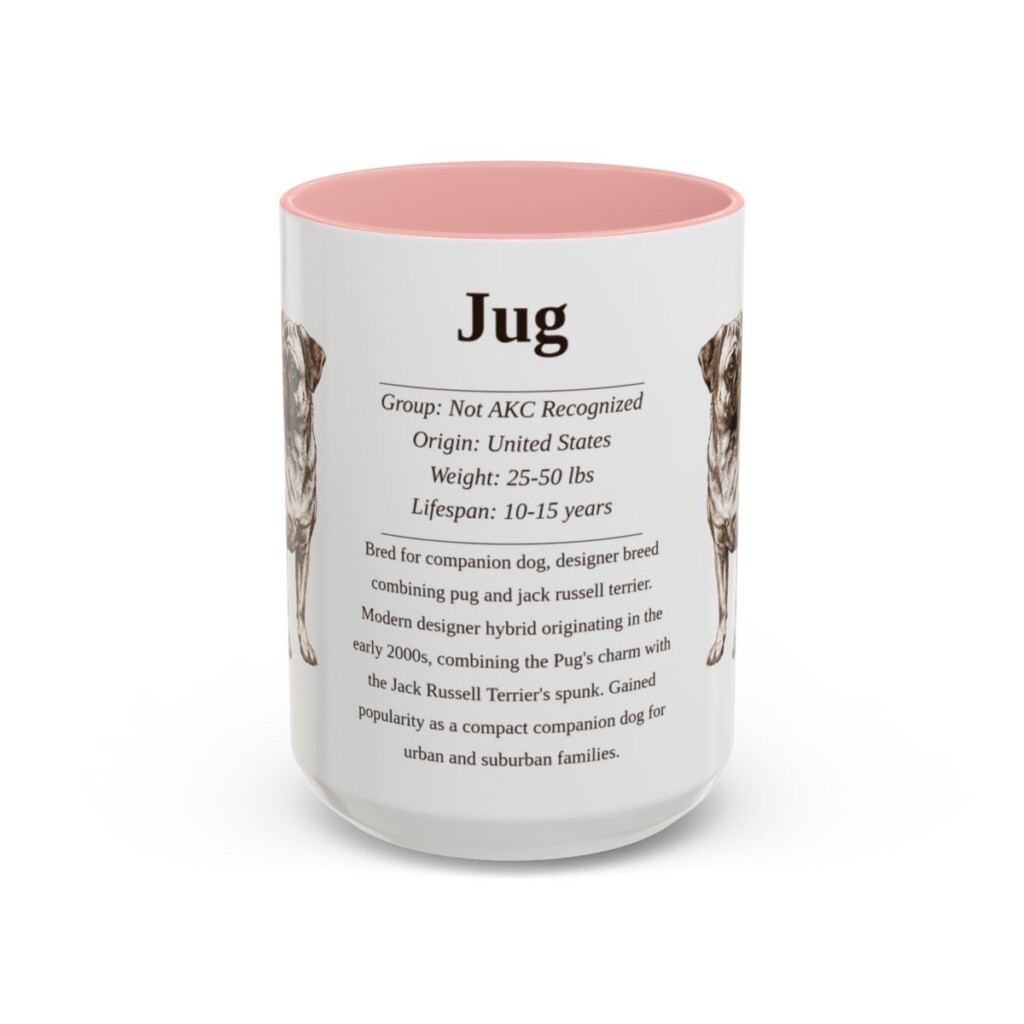 15oz Jug Mug, Pink, front view