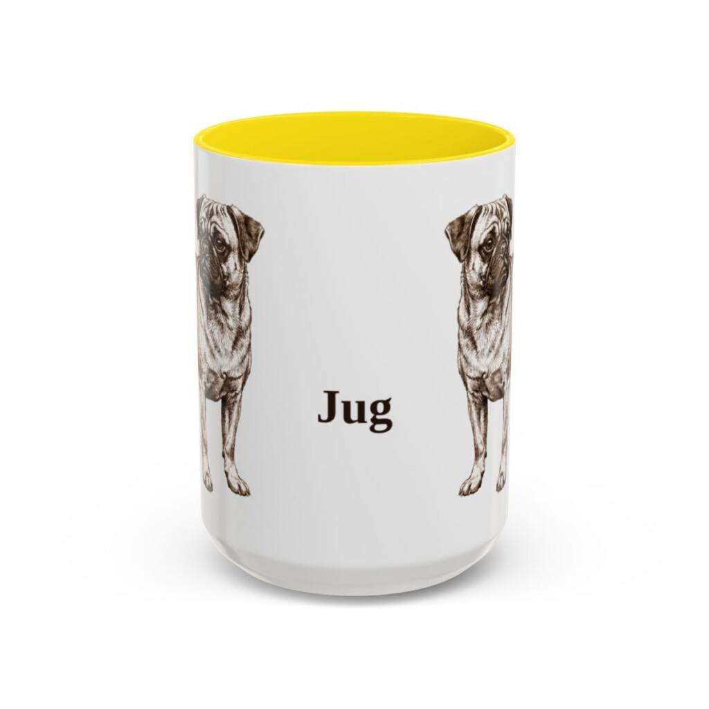 15oz Jug Mug, Yellow, front view