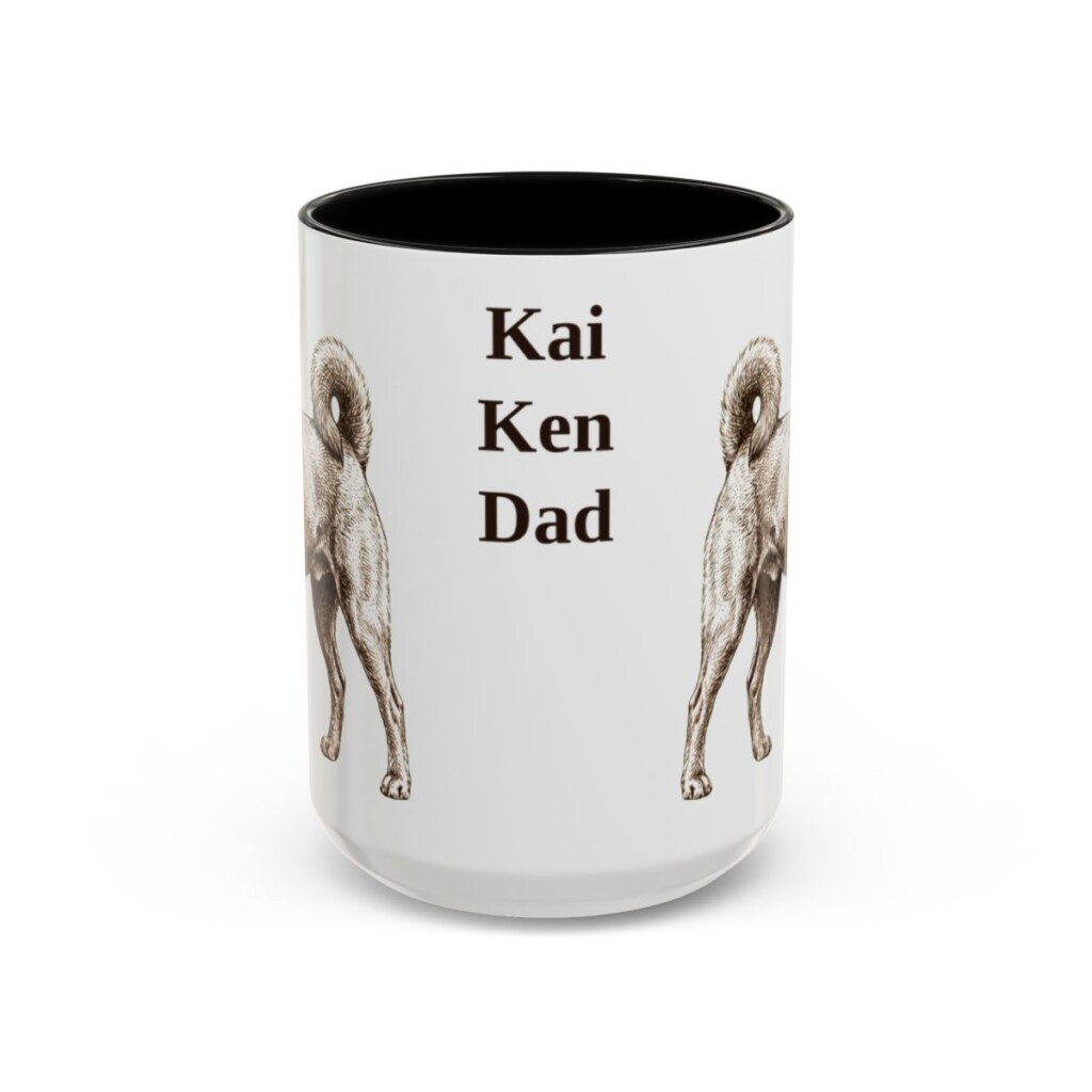 15oz Kai Ken Dog Dad Mug, Black, front view