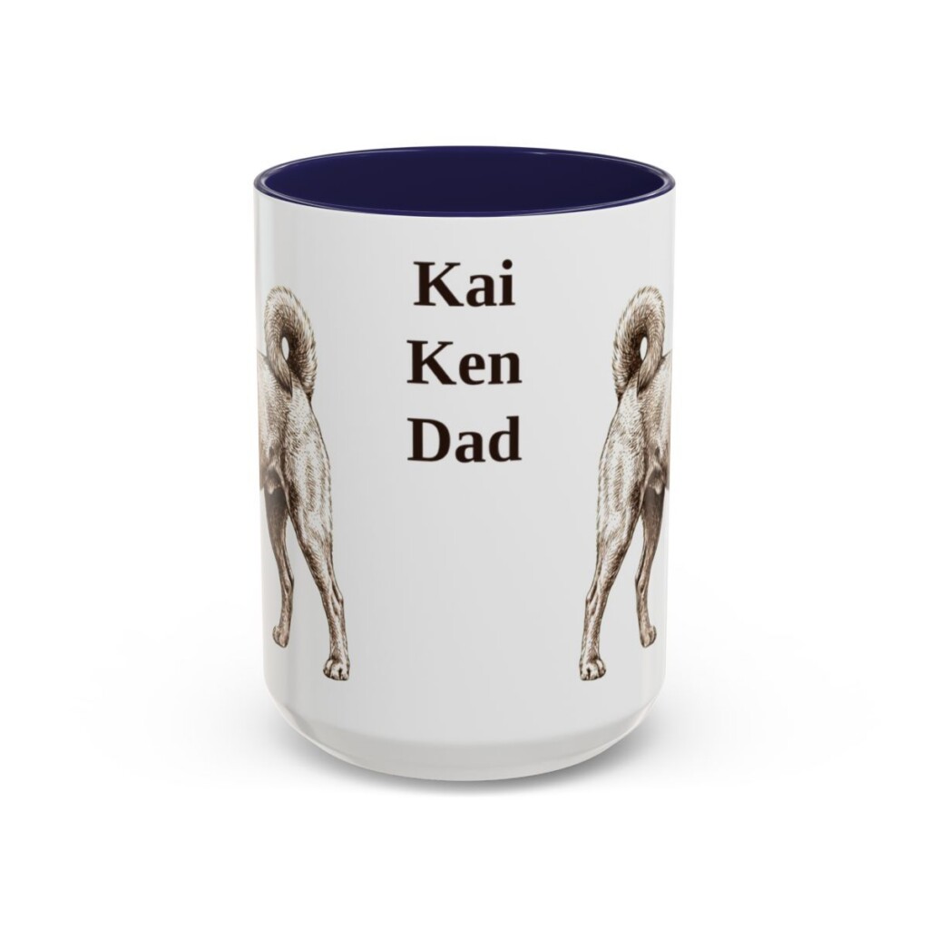 15oz Kai Ken Dog Dad Mug, Navy, front view