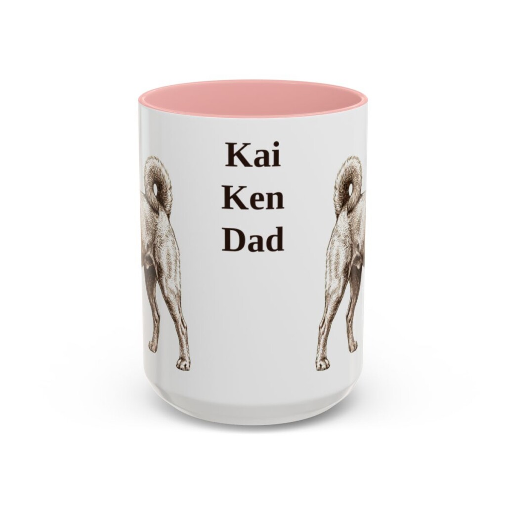 15oz Kai Ken Dog Dad Mug, Pink, front view
