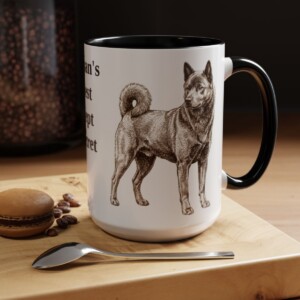 15oz Funny Kai Ken Mug, Black, lifestyle photo