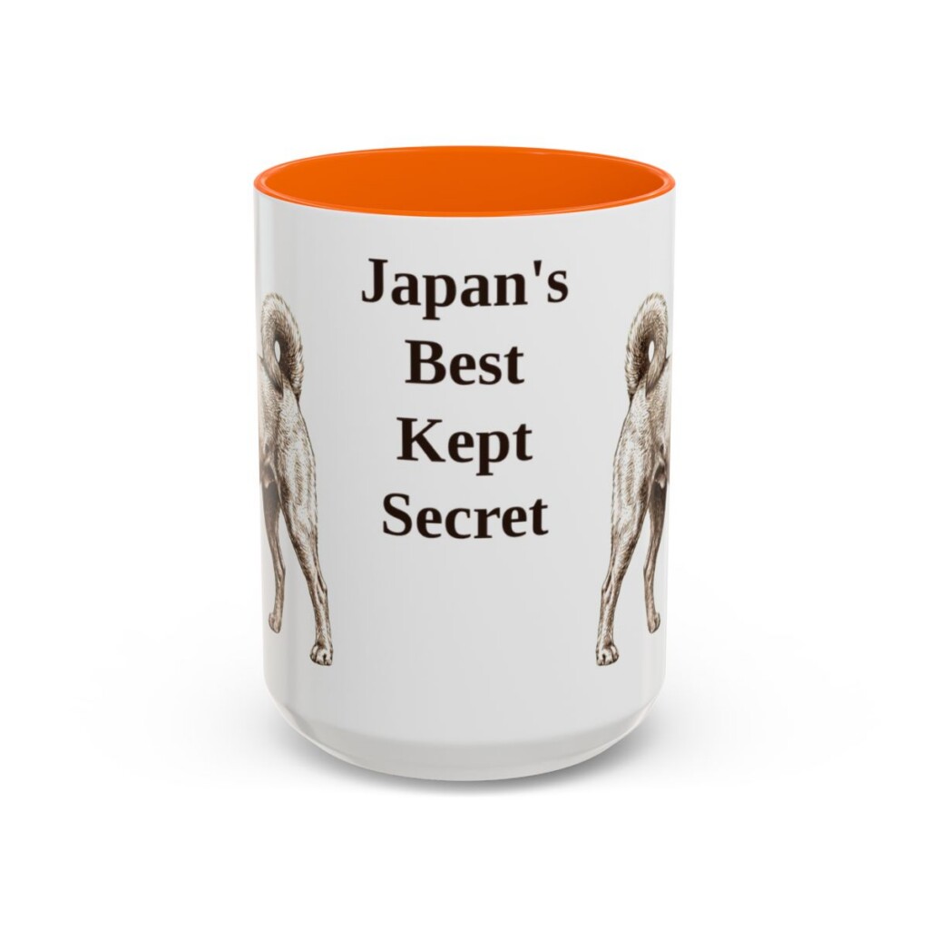 15oz Funny Kai Ken Mug, Orange, front view