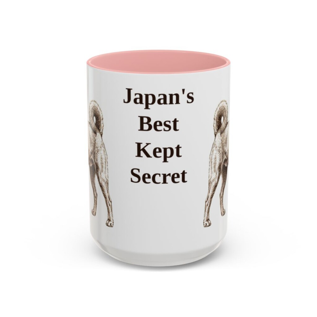 15oz Funny Kai Ken Mug, Pink, front view
