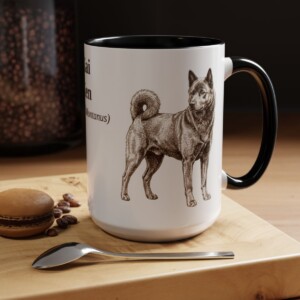 15oz Kai Ken Latin Mug, Black, lifestyle photo