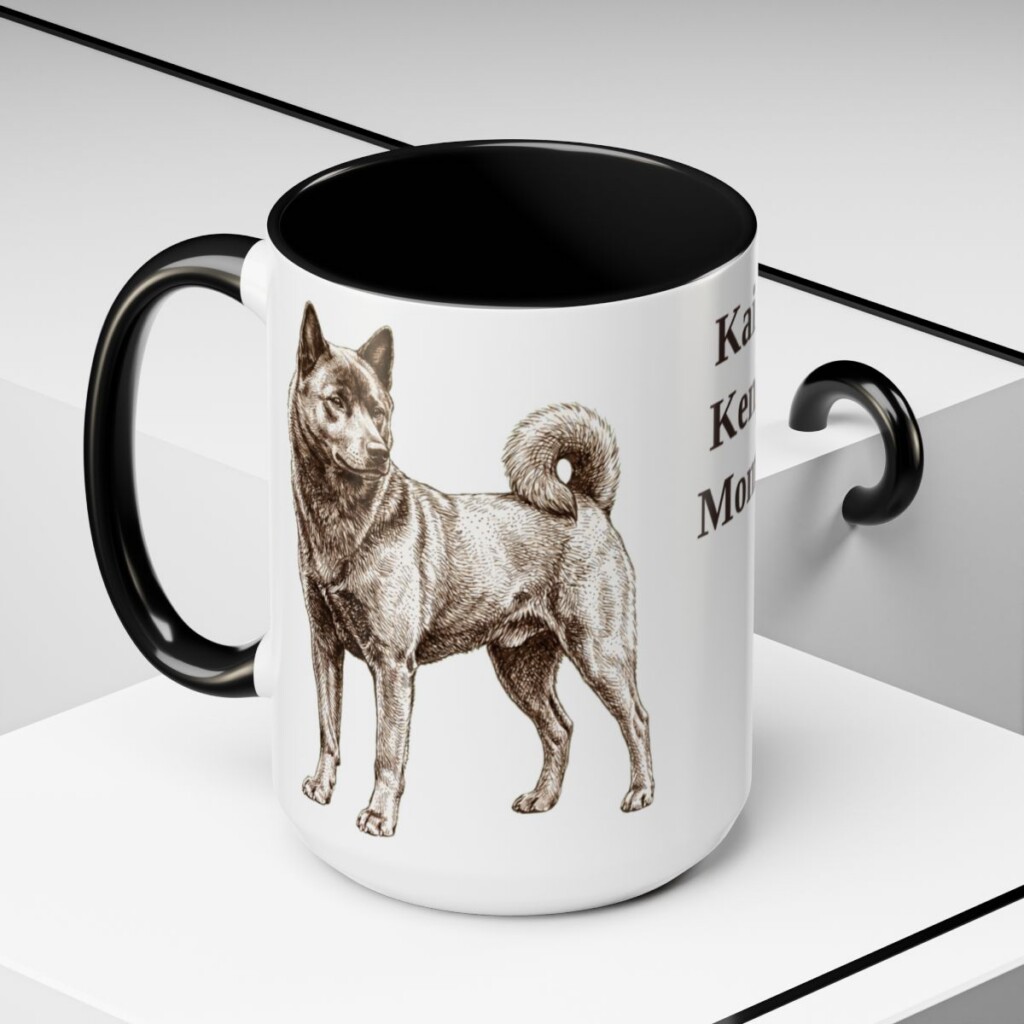 15oz Kai Ken Dog Mom Mug, Black, lifestyle photo