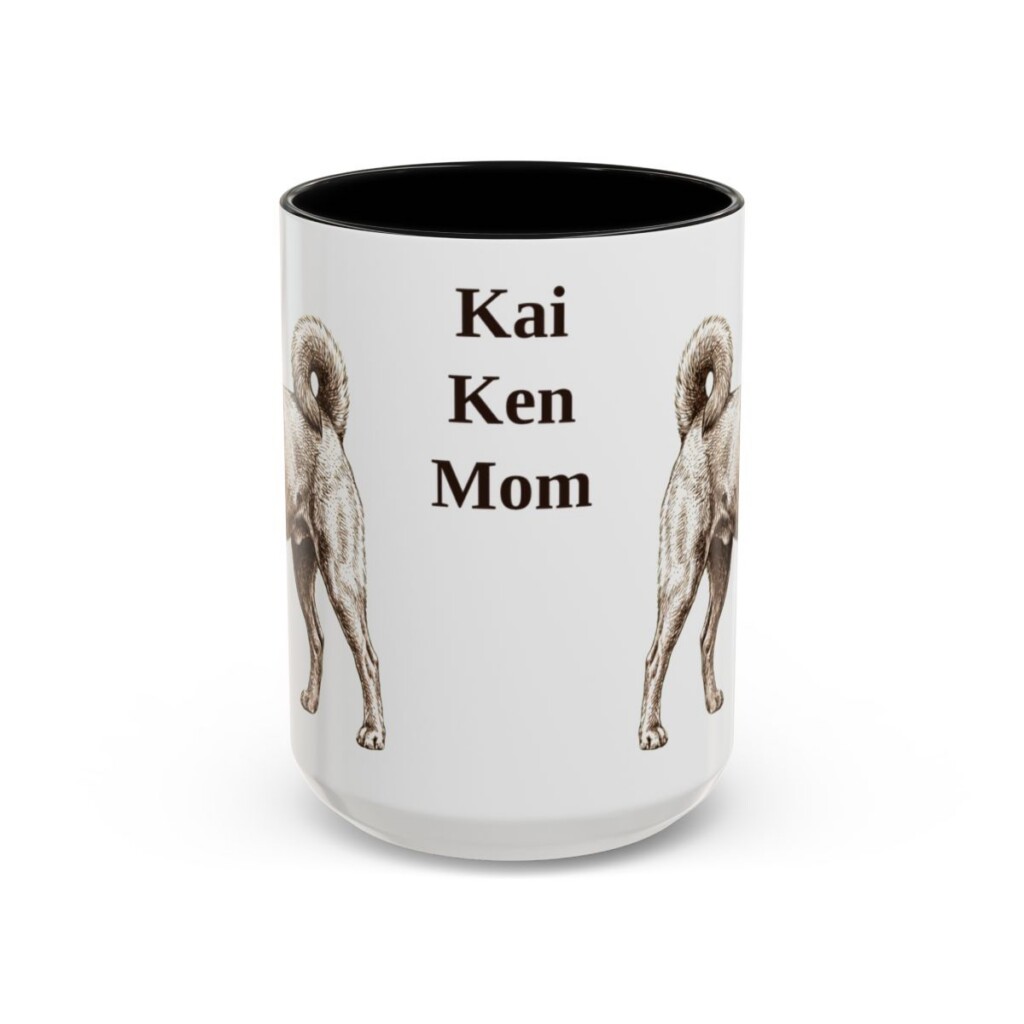 15oz Kai Ken Dog Mom Mug, Black, front view
