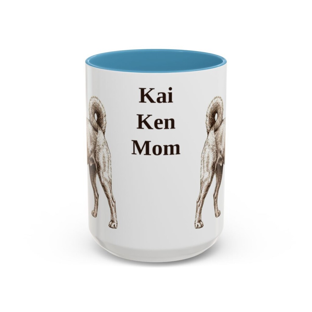 15oz Kai Ken Dog Mom Mug, Light Blue, front view