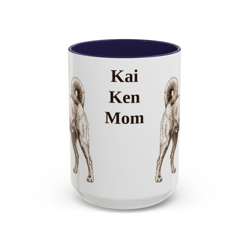 15oz Kai Ken Dog Mom Mug, Navy, front view