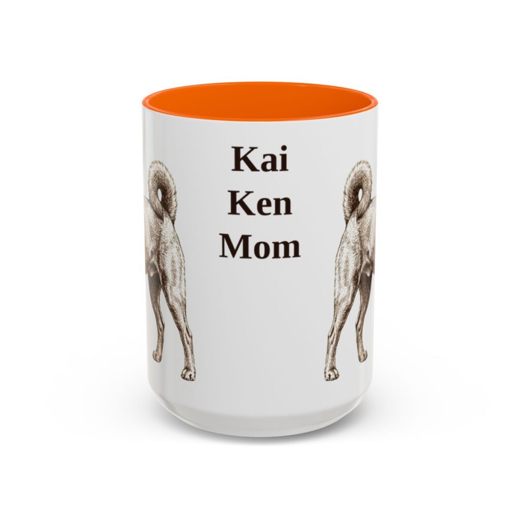 15oz Kai Ken Dog Mom Mug, Orange, front view