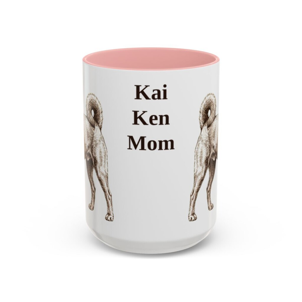 15oz Kai Ken Dog Mom Mug, Pink, front view