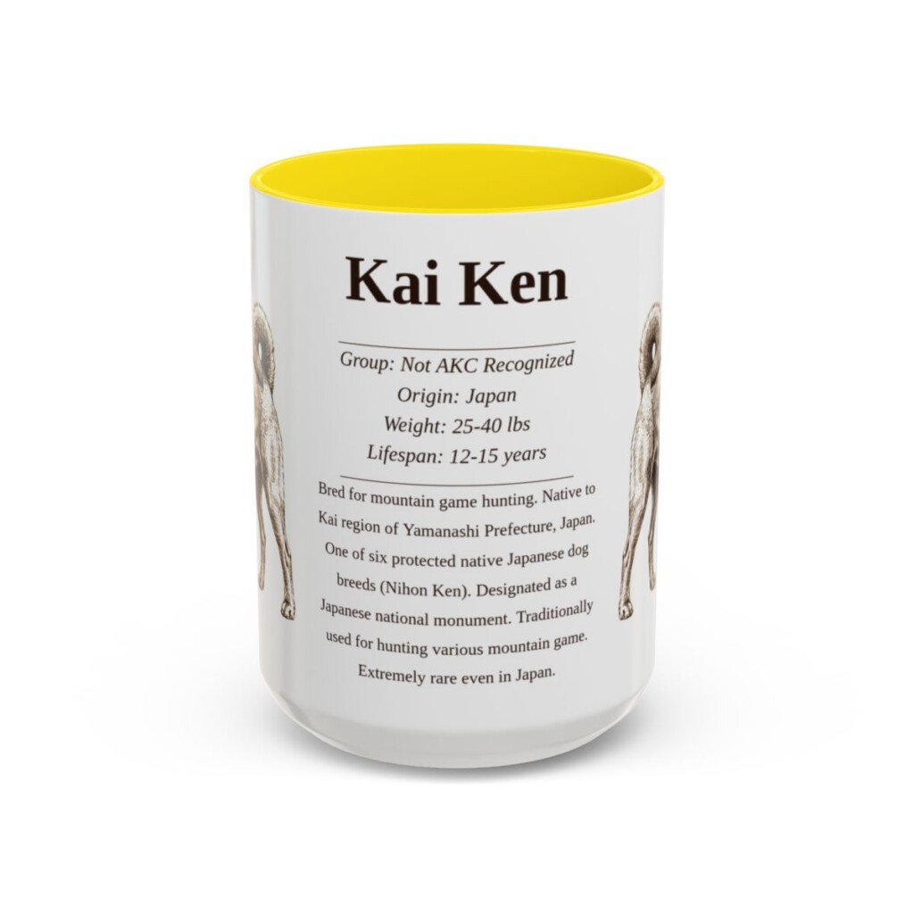15oz Kai Ken Mug, Yellow, front view