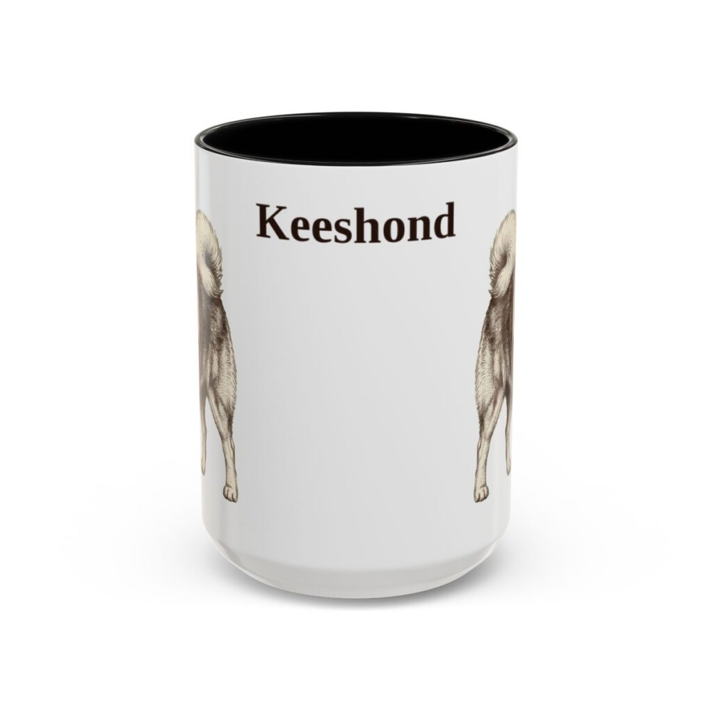 15oz-keeshond-mug-black-front 15oz Keeshond Mug, Black, front view