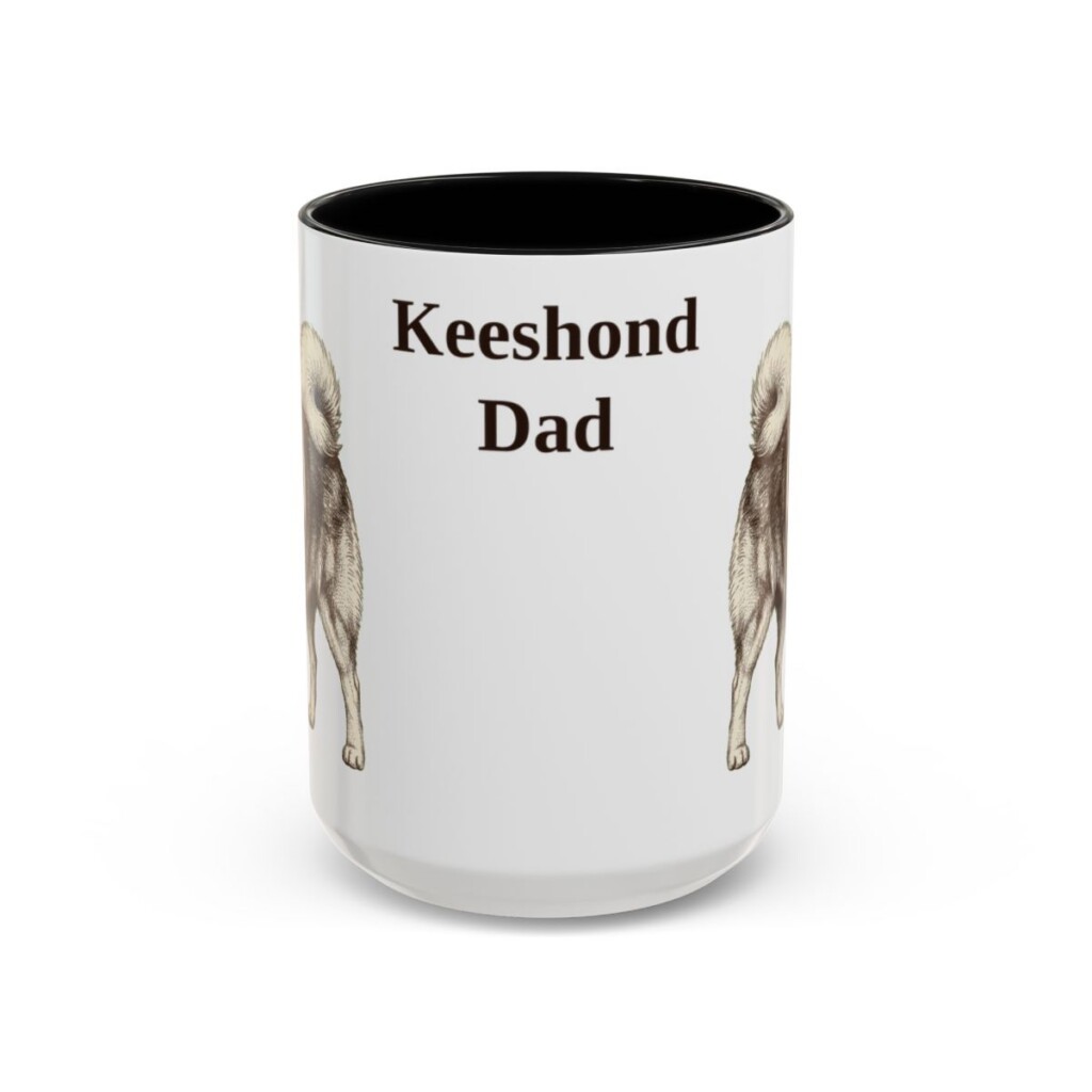 15oz Keeshond Dog Dad Mug, Black, front view