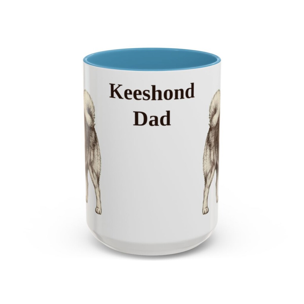 15oz Keeshond Dog Dad Mug, Light Blue, front view