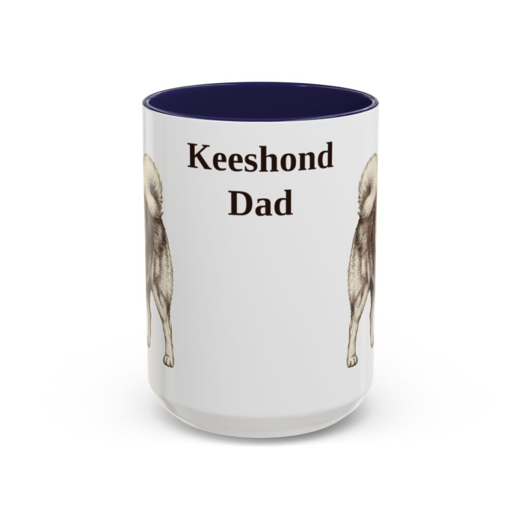 15oz Keeshond Dog Dad Mug, Navy, front view