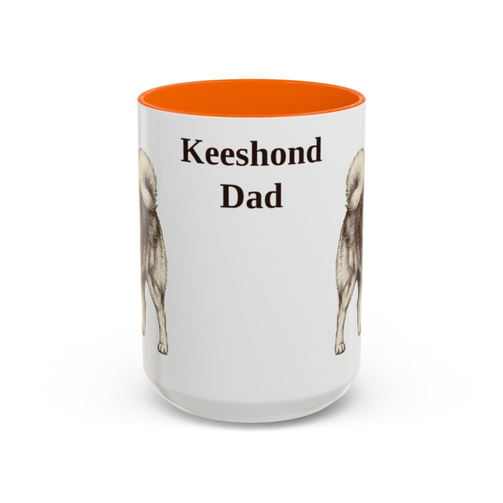 15oz Keeshond Dog Dad Mug, Orange, front view