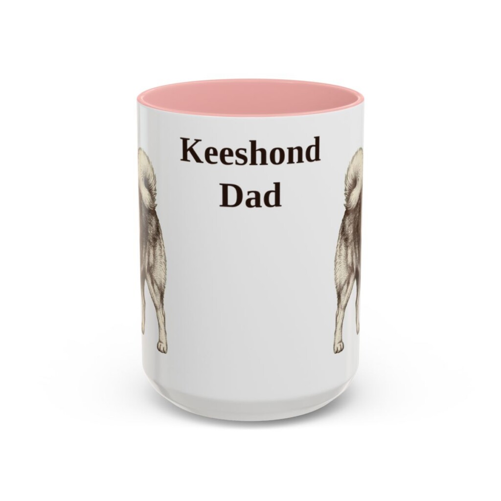 15oz Keeshond Dog Dad Mug, Pink, front view